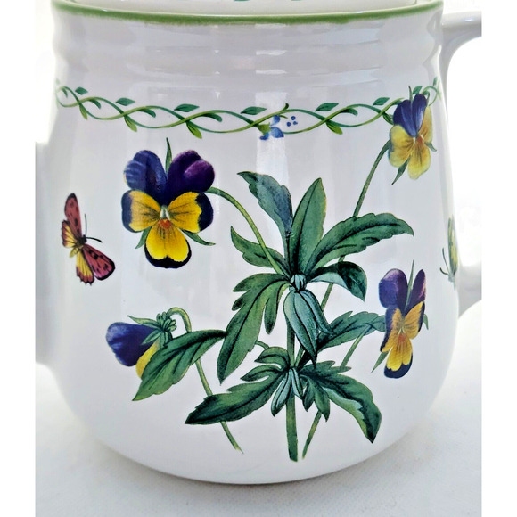 TEAPOT-STUDIO NOVA-GARDEN BLOOM-White-Green-Flowers-Butterflies-Bees-5 Cups - Picture 8 of 16